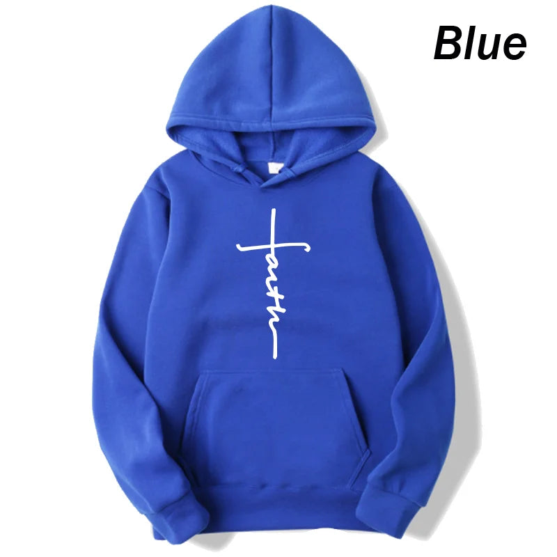 Crew Neck Faith Print Hoodie