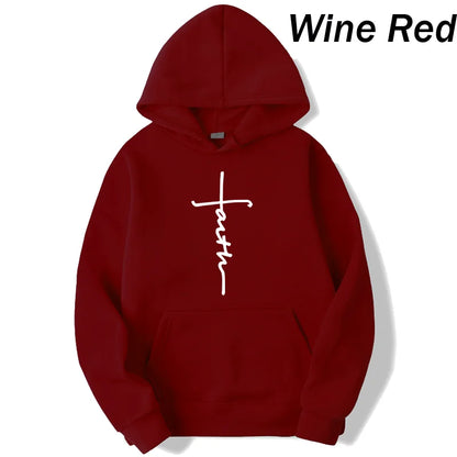 Crew Neck Faith Print Hoodie