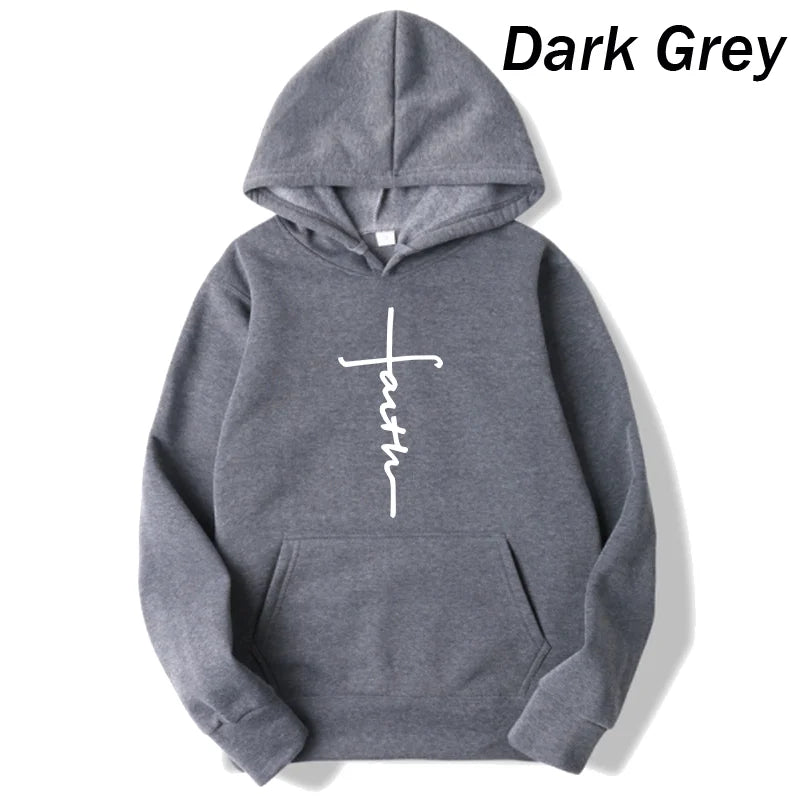 Crew Neck Faith Print Hoodie