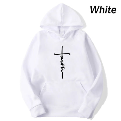 Crew Neck Faith Print Hoodie