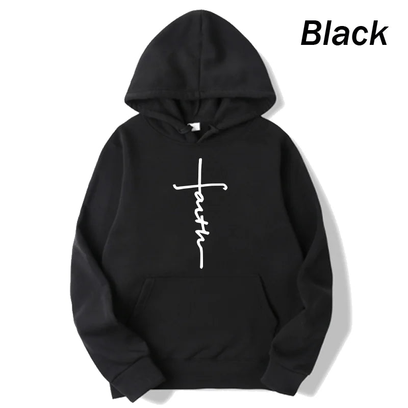 Crew Neck Faith Print Hoodie