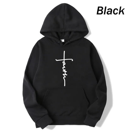 Crew Neck Faith Print Hoodie