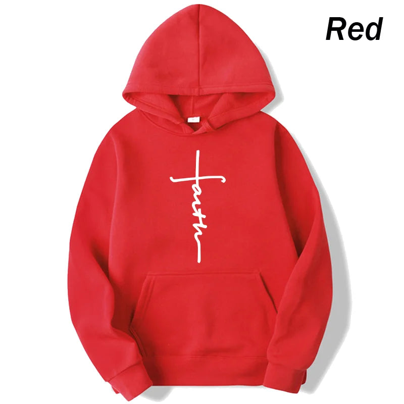 Crew Neck Faith Print Hoodie