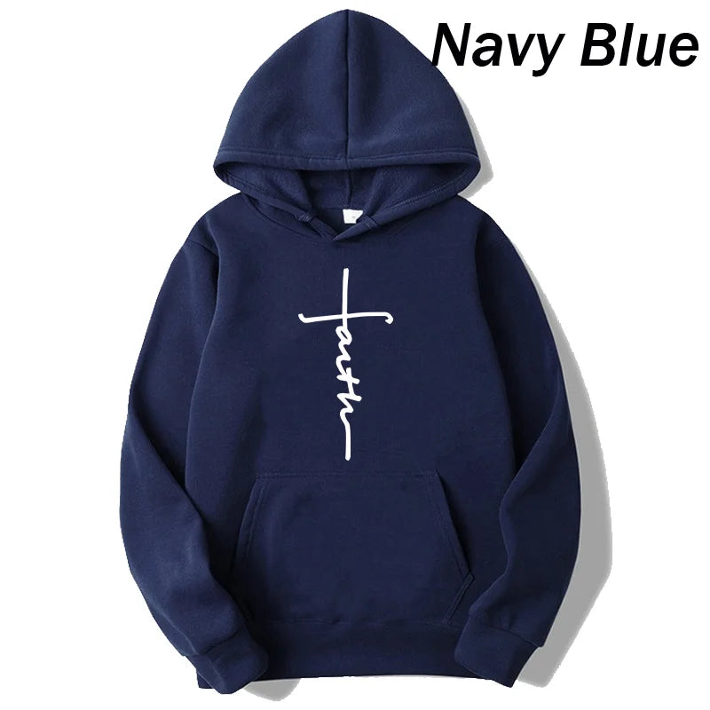 Crew Neck Faith Print Hoodie