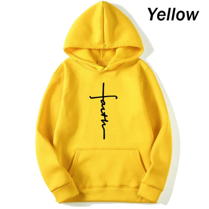 Crew Neck Faith Print Hoodie